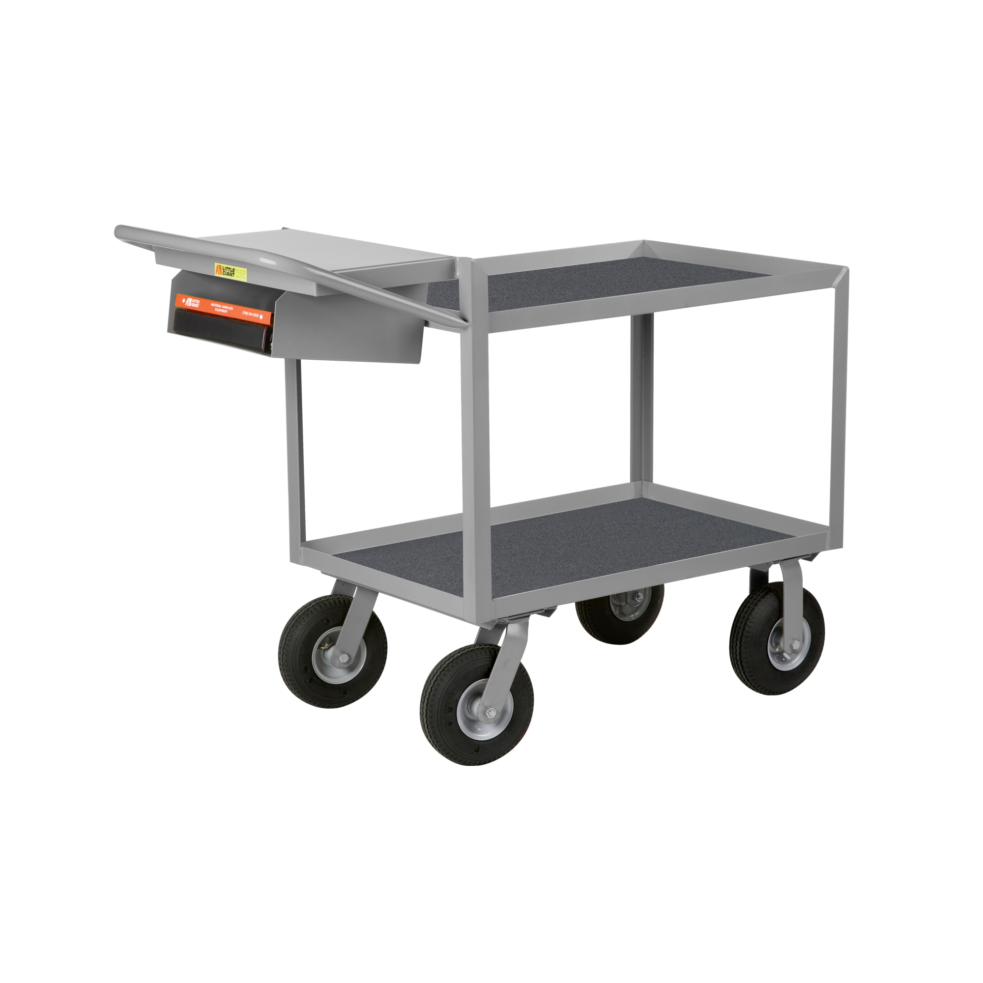 Little Giant Steel Utility Cart - 24in. x 36in., 1200-Lb. Capacity, 2 Shelves, Writing Shelf, Storage Pocket, Model# GL-2436-9PM-WSP